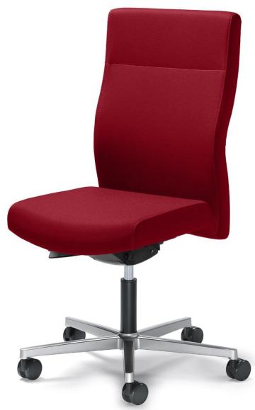 Bürodrehstuhl D001 ohne Armlehnen Rot | mit Gewichtsautomatik | Sitztiefenverstellung | Alusilber | ohne Kopfstütze