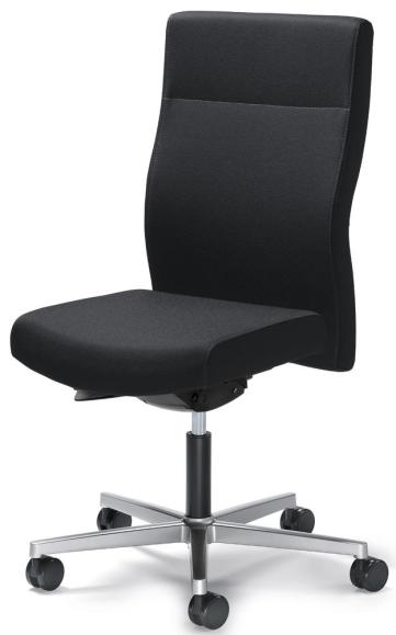 Bürodrehstuhl D001 ohne Armlehnen Schwarz | mit Gewichtsautomatik | Sitztiefenverstellung | Alusilber | ohne Kopfstütze