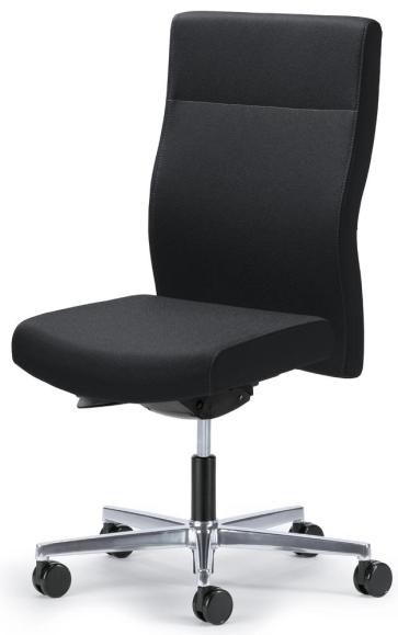 Bürodrehstuhl D001 ohne Armlehnen Schwarz | mit Gewichtsautomatik | Sitztiefenverstellung | Aluminium poliert | ohne Kopfstütze