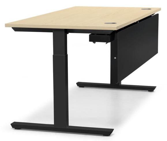 Schreibtisch T-Fuß MULTI M Ahorndekor | 1600 | Schwarz RAL 9005