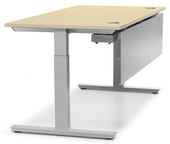 Schreibtisch T-Fuß MULTI M Ahorndekor | 1600 | Alusilber RAL 9006