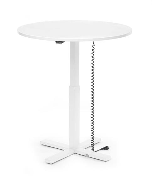 Höhenverstellbarer Schreibtisch MODUL Monosäule Weiß | Platte Rund - Durchmesser 1000 mm | Weiß