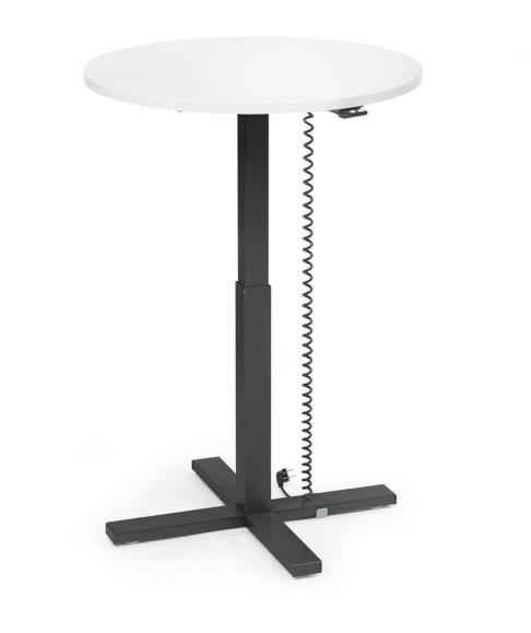 Höhenverstellbarer Schreibtisch MODUL Monosäule Weiß | Platte Rund - Durchmesser 800 mm | Schwarz