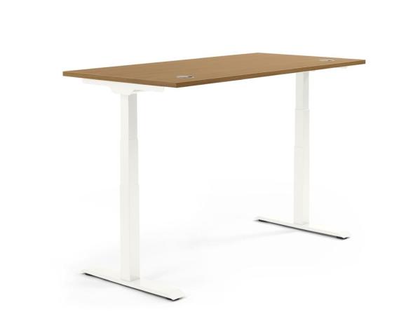 Höhenverstellbarer Schreibtisch FLEX MODUL Nussdekor | 1600 | Weiß