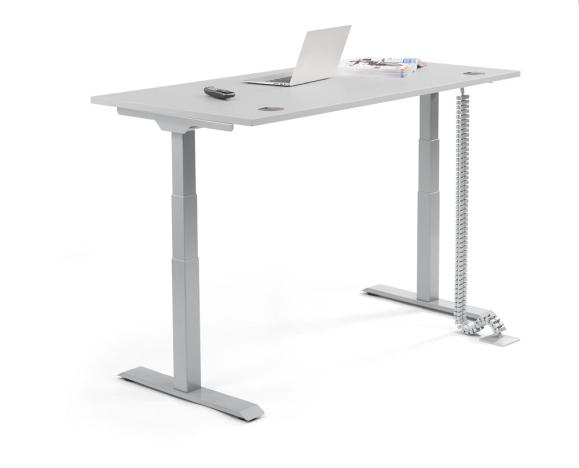 Höhenverstellbarer Schreibtisch FLEX MODUL Lichtgrau | 1600 | Alusilber