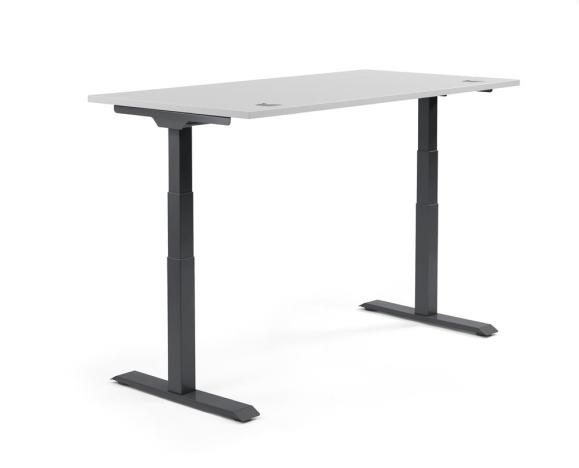 Höhenverstellbarer Schreibtisch FLEX MODUL Lichtgrau | 1600 | Schwarz