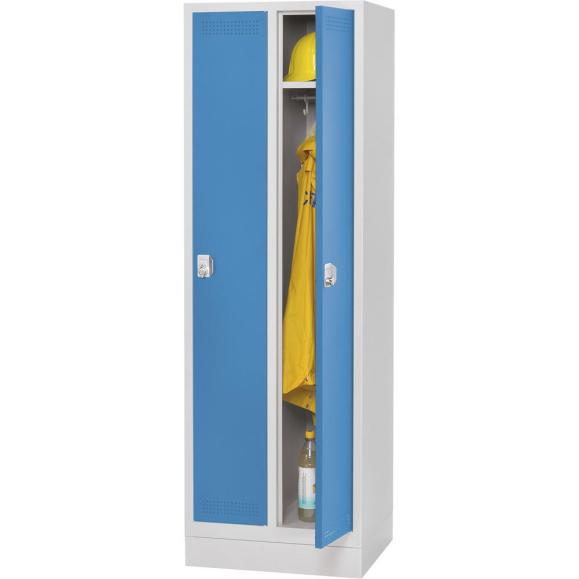 Garderoben-Stahlspind SP PROFI SYSTEM mit Sockel Lichtblau RAL 5012 | 300 | 2 | Drehriegelverschluss | mit Sockel