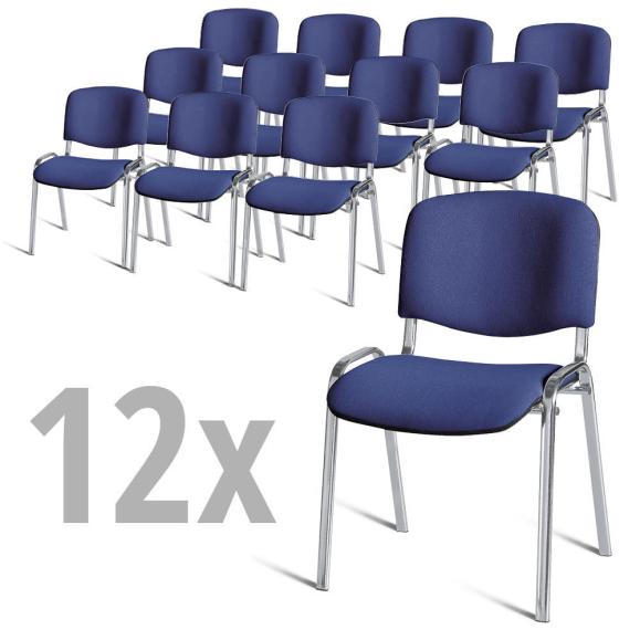 12er SET - Besucherstühle ISO Blau | Verchromt