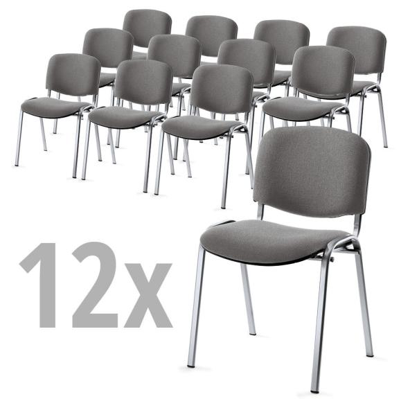 12er SET - Besucherstühle ISO Grau | Alusilber
