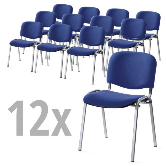 12er SET - Besucherstühle ISO Blau | Alusilber