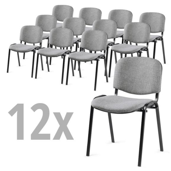 12er SET - Besucherstühle ISO Grau | Schwarz