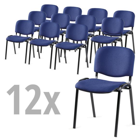 12er SET - Besucherstühle ISO Blau | Schwarz