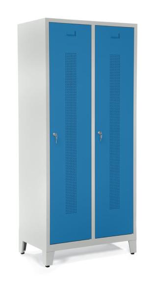 Garderobenspinde SYSTEM SP1 mit Füßen Lichtblau RAL 5012 | 400 | 2 | Zylinderschloss | mit Füßen