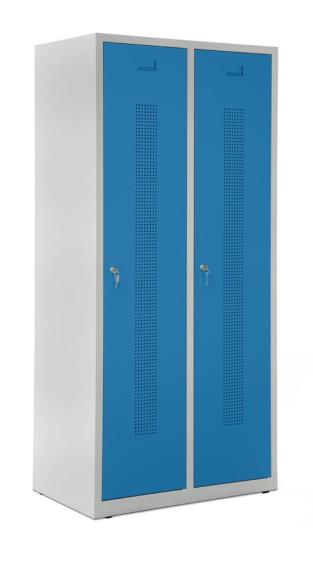 Garderobenspinde SYSTEM SP1 ohne Unterbau Lichtblau RAL 5012 | 400 | 2 | Zylinderschloss | Bodenstehend