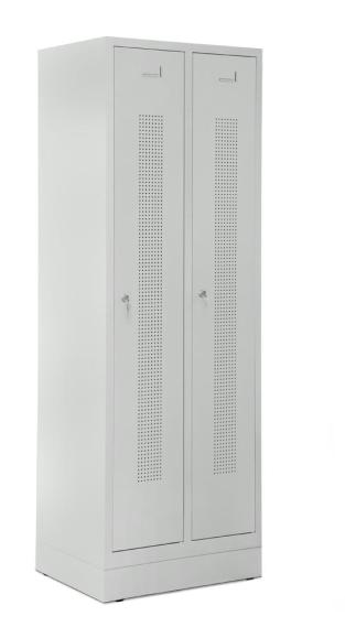 Garderobenspinde SYSTEM SP1 mit Sockel Lichtgrau RAL 7035 | 300 | 2 | Zylinderschloss | mit Sockel