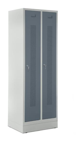 Garderobenspinde SYSTEM SP1 mit Sockel Blaugrau RAL 7031 | 300 | 2 | Zylinderschloss | mit Sockel