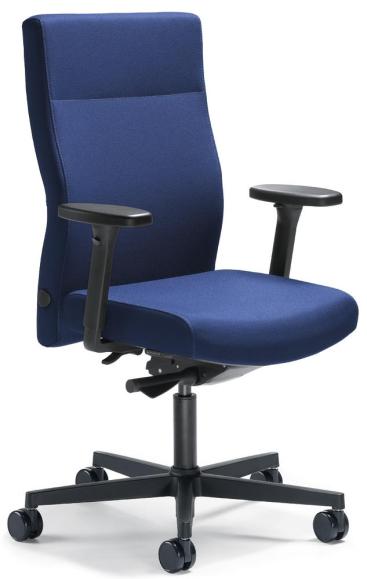 Bürodrehstuhl D001 ohne Armlehnen Blau | mit Gewichtsautomatik | Sitztiefenverstellung | Polyamid schwarz | ohne Kopfstütze
