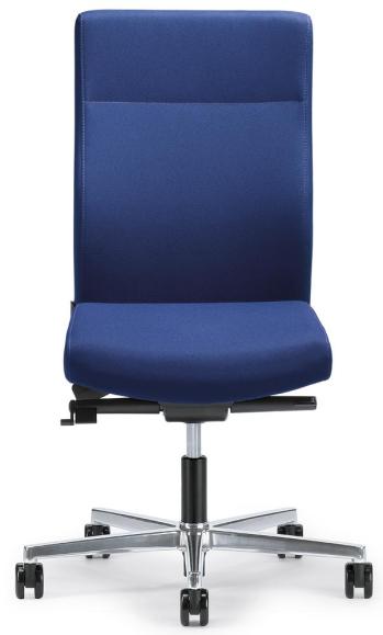 Bürodrehstuhl D001 ohne Armlehnen Blau | mit Gegenkrafteinstellung | Sitzneigeverstellung-Automatik, Sitztiefenverstellung | Aluminium poliert | ohne Kopfstütze