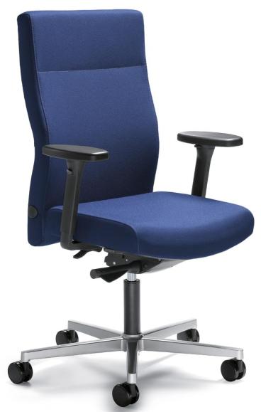 Bürodrehstuhl D001 ohne Armlehnen Blau | mit Gewichtsautomatik | Sitztiefenverstellung | Alusilber | ohne Kopfstütze