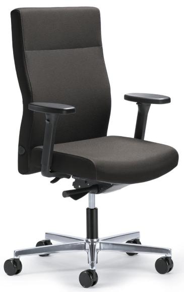Bürodrehstuhl D001 ohne Armlehnen Dunkelgrau | mit Gewichtsautomatik | Sitztiefenverstellung | Aluminium poliert | ohne Kopfstütze