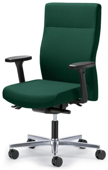 Bürodrehstuhl D001 ohne Armlehnen Dunkelgrün | mit Gegenkrafteinstellung | Sitzneigeverstellung-Automatik, Sitztiefenverstellung | Aluminium poliert | ohne Kopfstütze