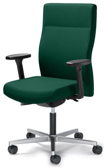 Bürodrehstuhl D001 ohne Armlehnen Dunkelgrün | mit Gewichtsautomatik | Sitztiefenverstellung | Alusilber | ohne Kopfstütze
