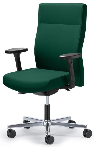 Bürodrehstuhl D001 ohne Armlehnen Dunkelgrün | mit Gewichtsautomatik | Sitztiefenverstellung | Aluminium poliert | ohne Kopfstütze