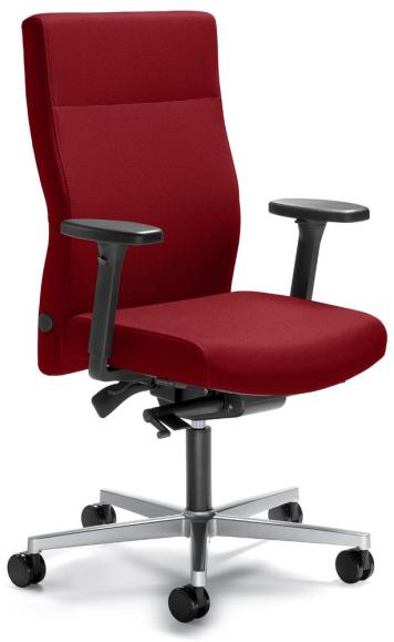 Bürodrehstuhl D001 ohne Armlehnen Rot | mit Gegenkrafteinstellung | Sitzneigeverstellung-Automatik, Sitztiefenverstellung | Alusilber | ohne Kopfstütze