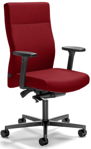 Bürodrehstuhl D001 ohne Armlehnen Rot | mit Gegenkrafteinstellung | Sitzneigeverstellung-Automatik, Sitztiefenverstellung | Polyamid schwarz | ohne Kopfstütze