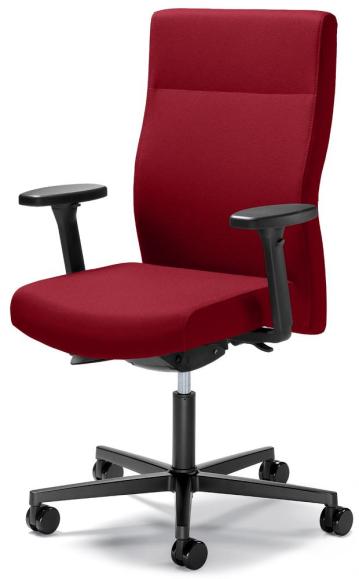 Bürodrehstuhl D001 ohne Armlehnen Rot | mit Gewichtsautomatik | Sitztiefenverstellung | Polyamid schwarz | ohne Kopfstütze
