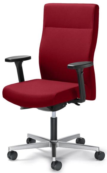 Bürostuhl D001 ohne Armlehnen Rot | mit Gewichtsautomatik | Sitztiefenverstellung | Alusilber | ohne Kopfstütze