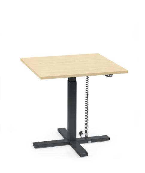Höhenverstellbarer Schreibtisch MODUL Monosäule Ahorndekor | Platte Quadrat - B 800 x T 800 mm | Schwarz