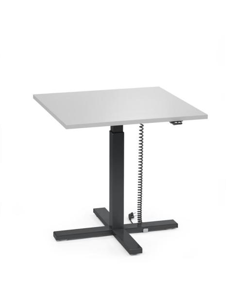 Höhenverstellbarer Schreibtisch MODUL Monosäule Lichtgrau | Platte Quadrat - B 800 x T 800 mm | Schwarz