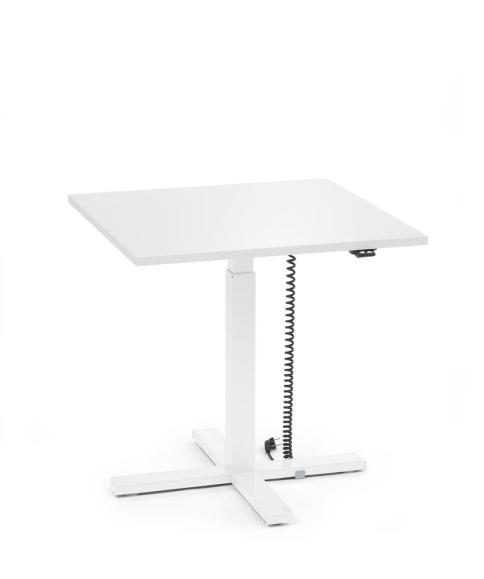 Höhenverstellbarer Schreibtisch MODUL Monosäule Weiß | Platte Quadrat - B 800 x T 800 mm | Weiß