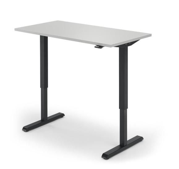Höhenverstellbarer Schreibtisch Tiefe 650 mm Lichtgrau | 1600 | Schwarz