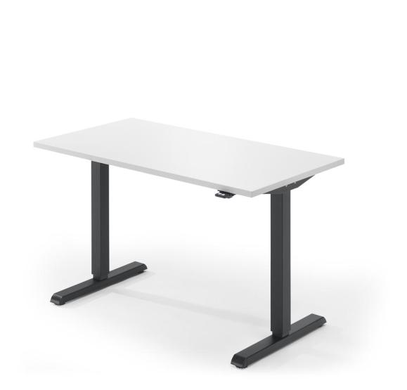 Höhenverstellbarer Schreibtisch Tiefe 650 mm Weiß | 1600 | Schwarz