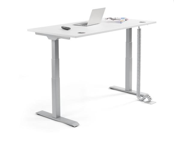 Höhenverstellbarer Schreibtisch FLEX MODUL Weiß | 1200 | Alusilber