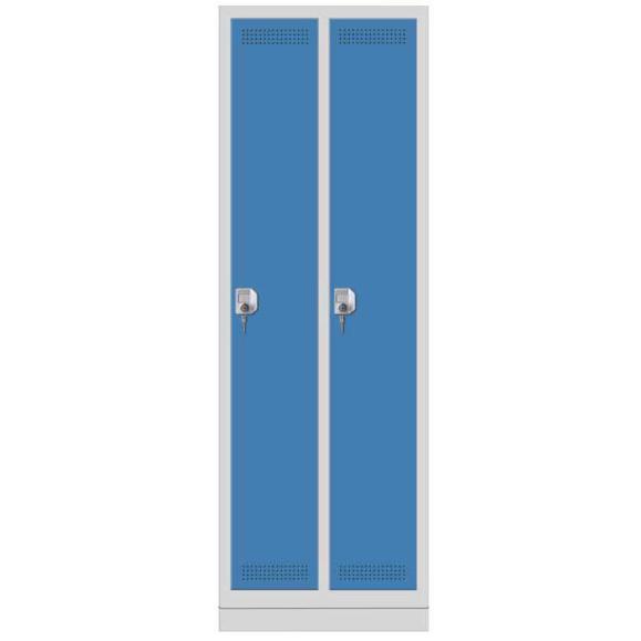 Garderoben-Stahlspind SP PROFI SYSTEM mit Sockel Lichtblau RAL 5012 | 300 | 2 | Zylinderschloss | mit Sockel