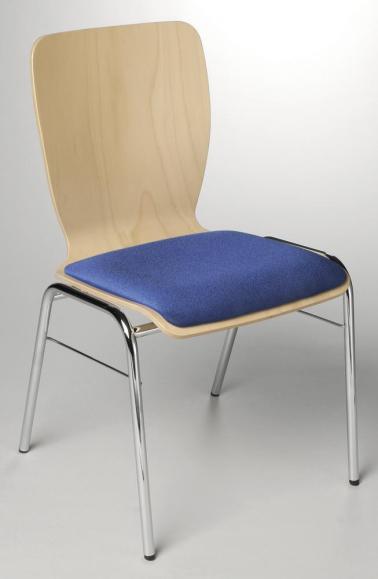 Stapel-/Schalenstuhl JARA Blau | Sitzpolster | Verchromt | ohne