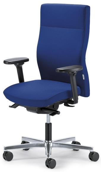 Bürostuhl D001 ohne Armlehnen Blau | mit Gegenkrafteinstellung | Sitzneigeverstellung-Automatik, Sitztiefenverstellung | Aluminium poliert | ohne Kopfstütze