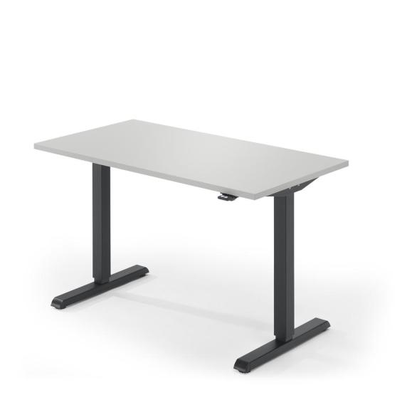 Höhenverstellbarer Schreibtisch Tiefe 650 mm Lichtgrau | 1600 | Schwarz