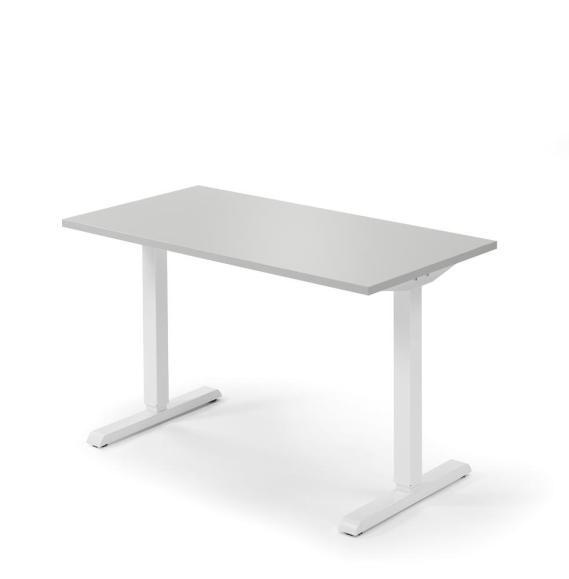 Höhenverstellbarer Schreibtisch Tiefe 650 mm Lichtgrau | 1600 | Weiß
