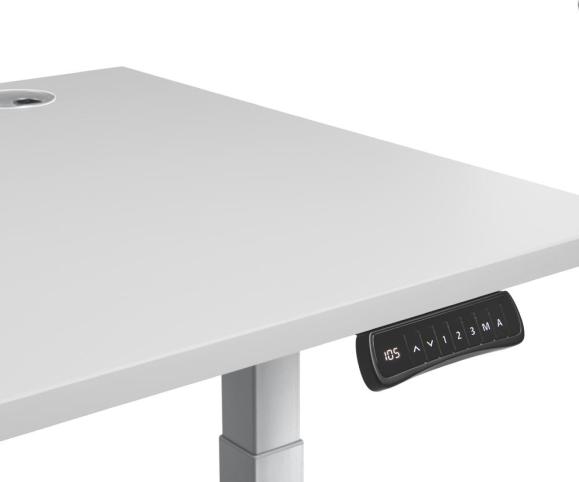 Höhenverstellbarer Schreibtisch FLEX MODUL Weiß | 1600 | Alusilber