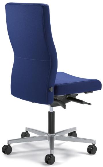 Bürodrehstuhl D001 ohne Armlehnen Blau | mit Gegenkrafteinstellung | Sitzneigeverstellung-Automatik, Sitztiefenverstellung | Alusilber | ohne Kopfstütze