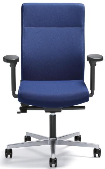 Bürodrehstuhl D001 ohne Armlehnen Blau | mit Gegenkrafteinstellung | Sitzneigeverstellung-Automatik, Sitztiefenverstellung | Alusilber | ohne Kopfstütze